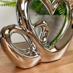Darthome Limited Chrome Silver Double Love Heart Ornament -Décor Dreams Shop IMG E3123