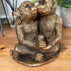Darthome Limited Bronze Romantic Monkey Couple Figurine -Décor Dreams Shop IMG E3156