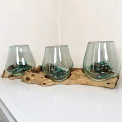 Darthome Limited Triple Molten Glass Bowl With Tree Root Stand