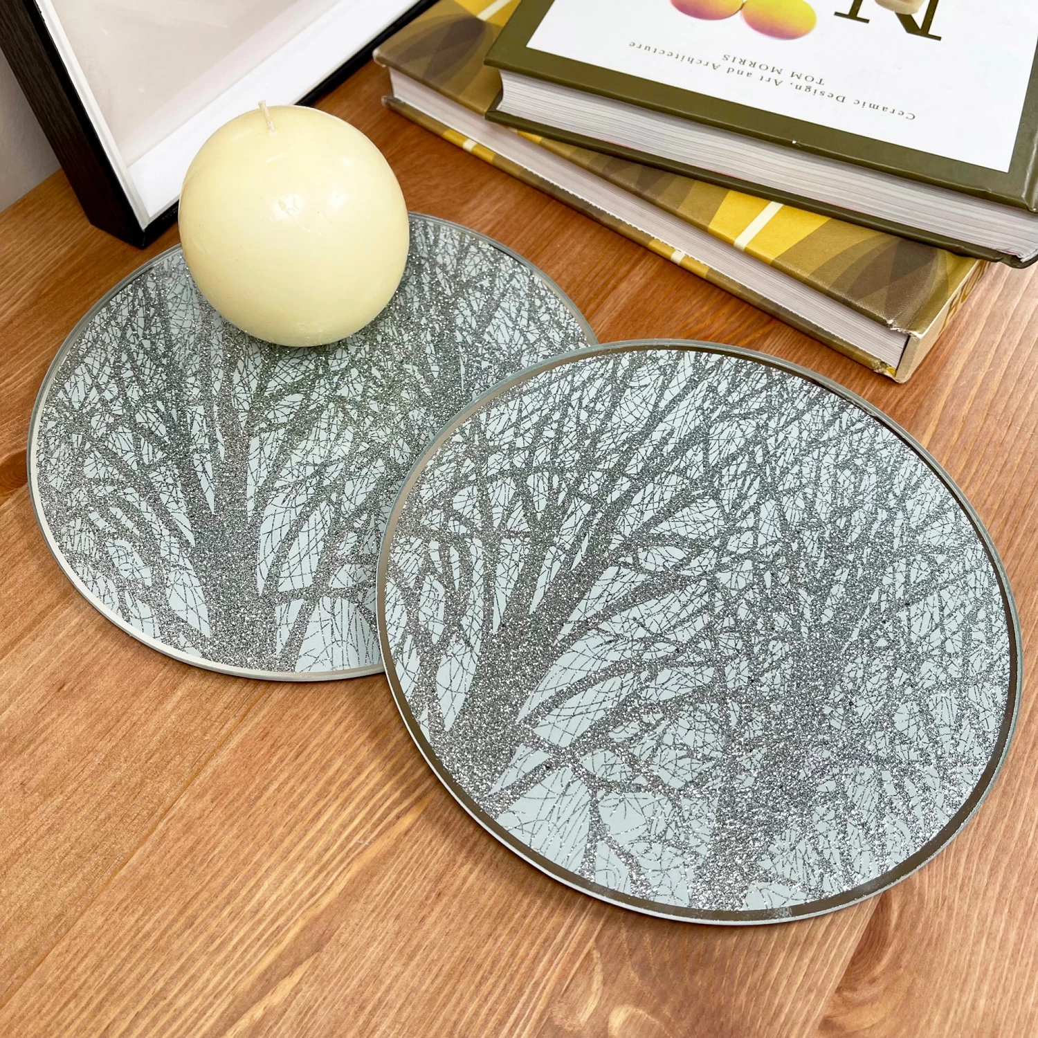 Darthome Limited Set Of 2 Woodland Glass Candle Plates 20cm 3 Darthome Limited Set Of 2 Woodland Glass Candle Plates 20cm