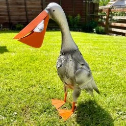 Darthome Limited Metal Pelican With Fish Garden Ornament