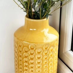 Darthome Limited Mustard Round Indented Ceramic Vase -Décor Dreams Shop IMG E3975 990b9013 415e 4b1a 8677 f0dc67e0f0ab