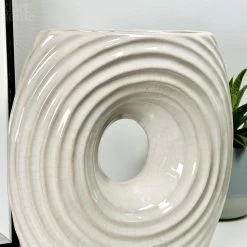 Darthome Limited White Ribbed Donut Vase 9 Darthome Limited White Ribbed Donut Vase -Décor Dreams Shop IMG E4042