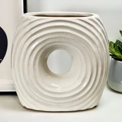 Darthome Limited White Ribbed Donut Vase
