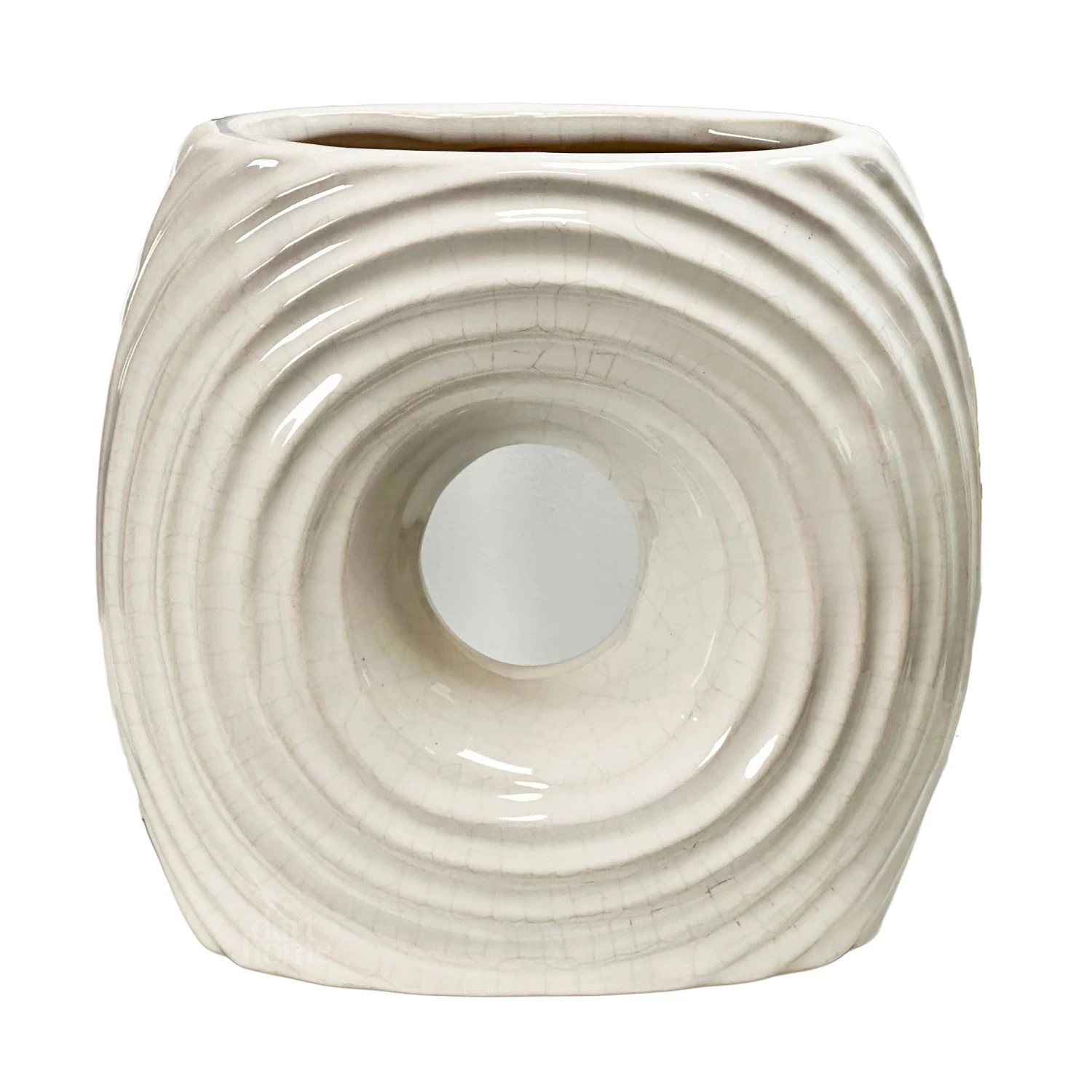 Darthome Limited White Ribbed Donut Vase 7 Darthome Limited White Ribbed Donut Vase - Image 5