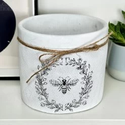 Darthome Limited Cement White Round Bee Pot