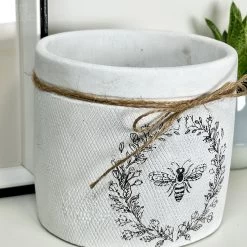 Darthome Limited Cement White Round Bee Pot 12 Darthome Limited Cement White Round Bee Pot -Décor Dreams Shop IMG E4065
