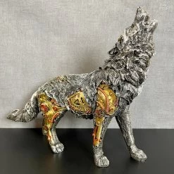 Darthome Limited Silver Steampunk Howling Wolf Ornament