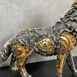 Darthome Limited Silver Steampunk Howling Wolf Ornament -Décor Dreams Shop IMG E4258