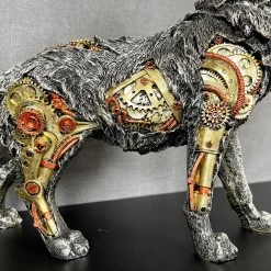 Darthome Limited Silver Steampunk Howling Wolf Ornament -Décor Dreams Shop IMG E4260