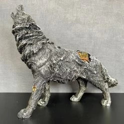 Darthome Limited Silver Steampunk Howling Wolf Ornament -Décor Dreams Shop IMG E4263