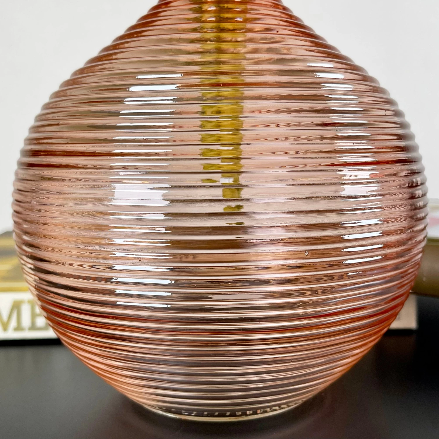 Darthome Limited Pink Ribbed Glass Bottle Vase 5 Darthome Limited Pink Ribbed Glass Bottle Vase - Image 3
