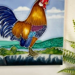 Darthome Limited Cockerel Ceramic Art Tile 8x8" -Décor Dreams Shop IMG E5389