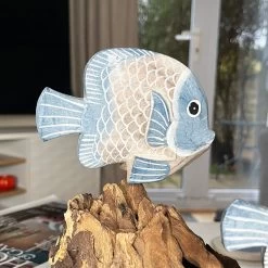 Darthome Limited Blue Fish On Teak Root Coral Reef Sculpture -Décor Dreams Shop IMG E5897