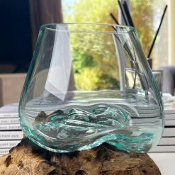 Darthome Limited 12cm Molten Glass Bowl With Teak Root Stand -Décor Dreams Shop IMG E6059 edited61
