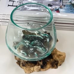 Darthome Limited 12cm Molten Glass Bowl With Teak Root Stand -Décor Dreams Shop IMG E6060 edited62