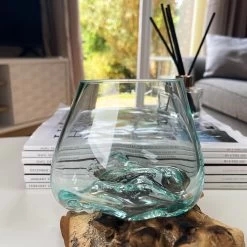 Darthome Limited 12cm Molten Glass Bowl With Teak Root Stand -Décor Dreams Shop IMG E6062 edited64