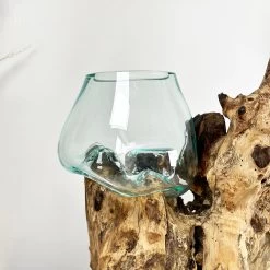 Darthome Limited Tall Double Molten 11cm Bowls Teak Root Stand -Décor Dreams Shop IMG E6114