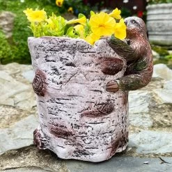 Darthome Limited Cement Sloth Planter - Birch Tree Log