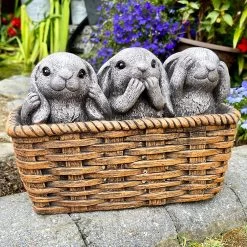 Darthome Limited Cement Three Wise Rabbits In Basket Planter -Décor Dreams Shop IMG E6364 edited66