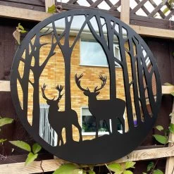 Darthome Limited Black Silhouette Stag Forest Garden Mirror
