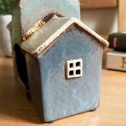 Darthome Limited Ceramic Navy Blue 3 Houses Tea Light Holder -Décor Dreams Shop IMG E6722