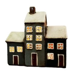 Darthome Limited Ceramic Navy Blue 3 Houses Tea Light Holder -Décor Dreams Shop IMG E6731copy