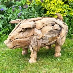 Darthome Limited Teak Root Baby Pig Sculpture