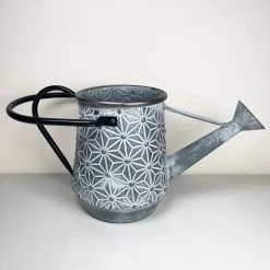 Darthome Limited Galvanised Zinc Metal Embossed Daisy Watering Can Planter 41cm