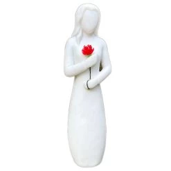 Darthome Limited Woman With Red Rose Garden Ornament - White Marble Resin -Décor Dreams Shop IMG E7294 editedBJcopy