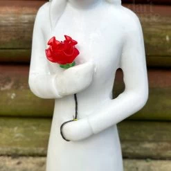 Darthome Limited Woman With Red Rose Garden Ornament - White Marble Resin -Décor Dreams Shop IMG E7299 editedBN
