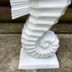 Darthome Limited White Seahorse Garden Ornament - Marble Resin -Décor Dreams Shop IMG E7308 editedBW