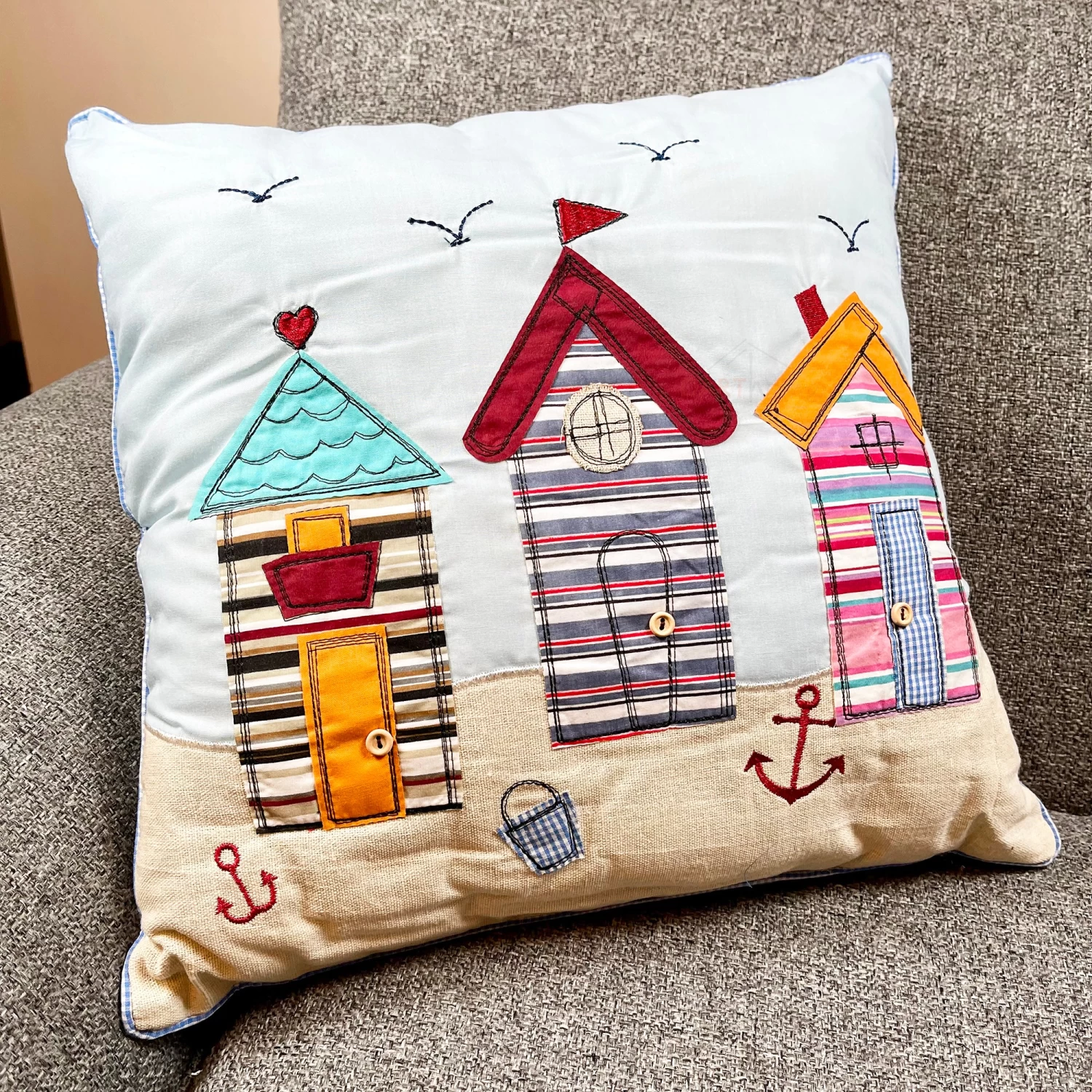 Darthome Limited Handmade Coloured Square Beach Hut Cushion 40x40cm 3 Darthome Limited Handmade Coloured Square Beach Hut Cushion 40x40cm
