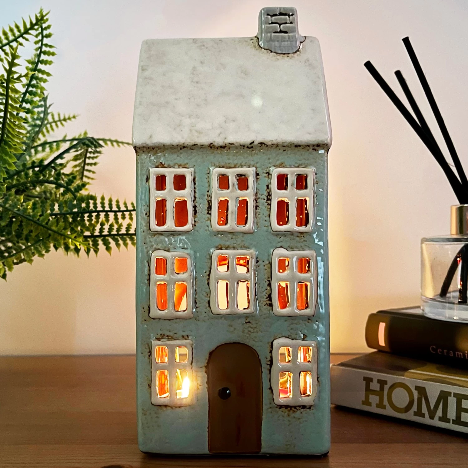 Darthome Limited Tall Blue House Tea Light Holder 3 Darthome Limited Tall Blue House Tea Light Holder