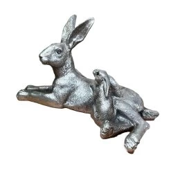 Darthome Limited Silver March Hare & Baby Ornament -Décor Dreams Shop IMG E7812copy