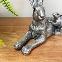 Darthome Limited Silver March Hare & Baby Ornament -Décor Dreams Shop IMG E7819