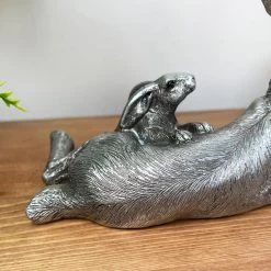 Darthome Limited Silver March Hare & Baby Ornament -Décor Dreams Shop IMG E7821