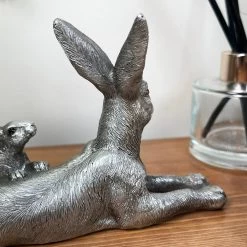 Darthome Limited Silver March Hare & Baby Ornament -Décor Dreams Shop IMG E7822
