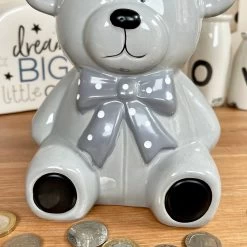 Darthome Limited Ceramic Teddy Bear Moneybox - Light Grey -Décor Dreams Shop IMG E7870 editedBG
