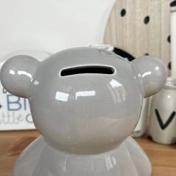 Darthome Limited Ceramic Teddy Bear Moneybox - Dark Grey -Décor Dreams Shop IMG E7883 editedBT