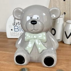 Darthome Limited Ceramic Teddy Bear Moneybox - Dark Grey -Décor Dreams Shop IMG E7884 editedBU
