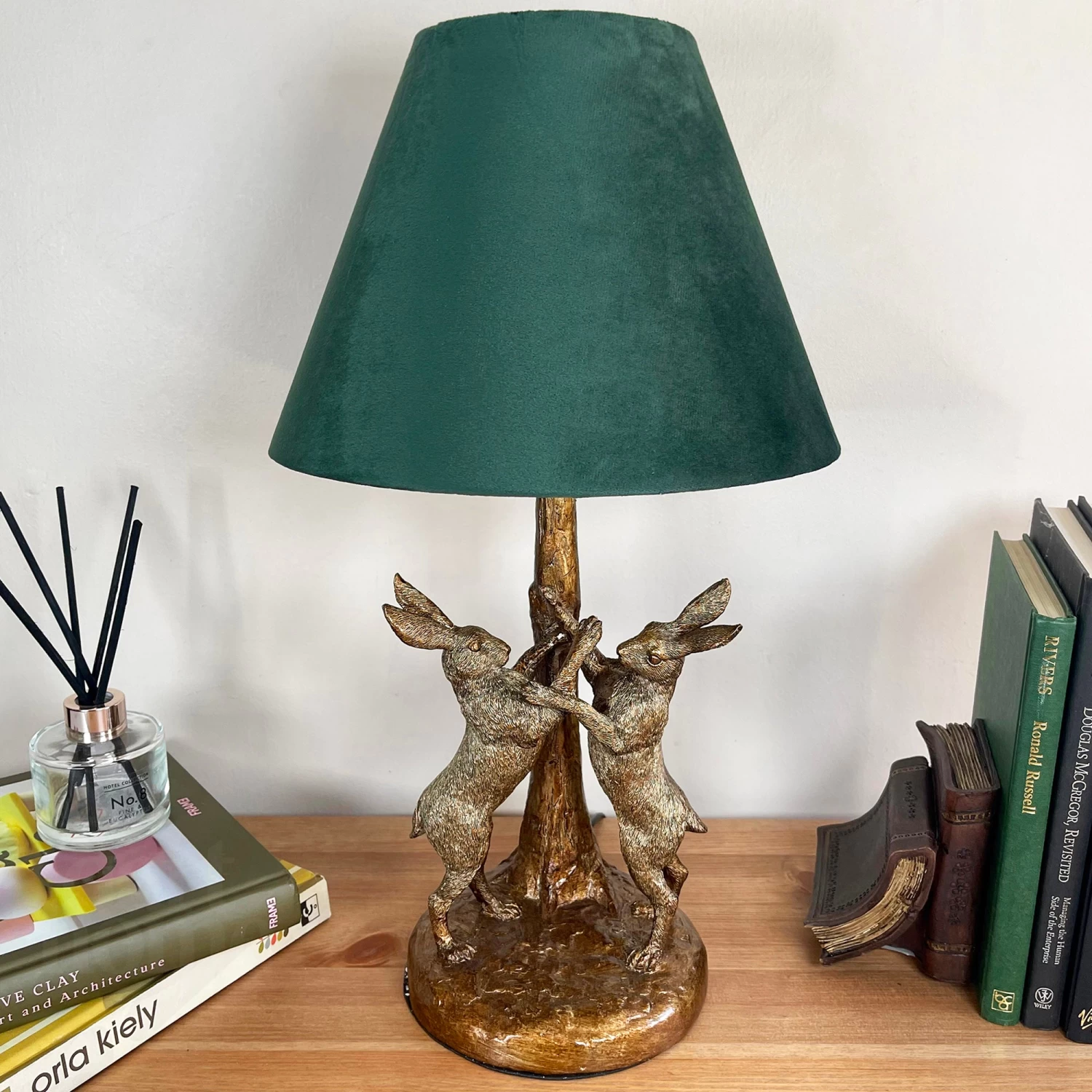 Darthome Limited Gold Marching Hares Lamp With Green Velvet Shade 4 Darthome Limited Gold Marching Hares Lamp With Green Velvet Shade - Image 2