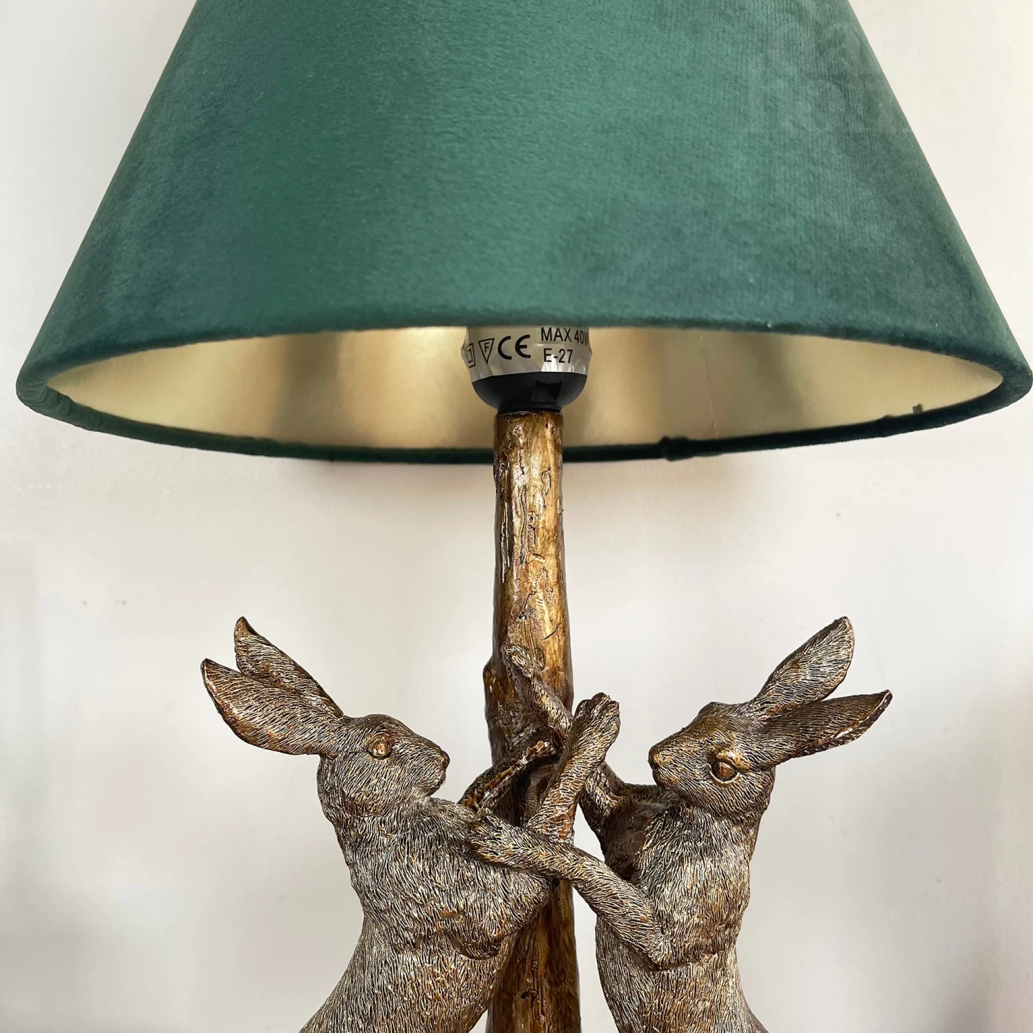 Darthome Limited Gold Marching Hares Lamp With Green Velvet Shade 7 Darthome Limited Gold Marching Hares Lamp With Green Velvet Shade - Image 5