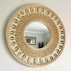 Darthome Limited Round Natural Bamboo Mirror 56cm