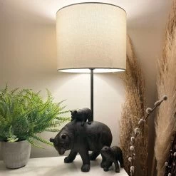 Darthome Limited Black Bear Family Lamp With White Drum Shade