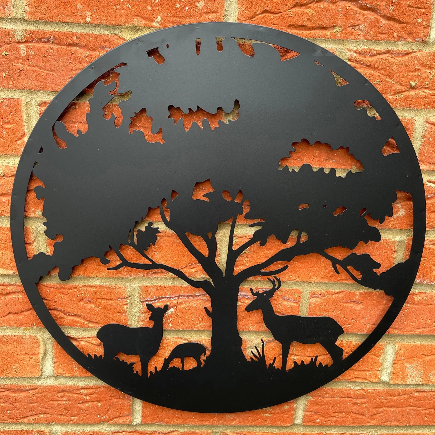 Darthome Limited Black Metal Round Tree Deer Silhouette Wall Art 3 Darthome Limited Black Metal Round Tree Deer Silhouette Wall Art