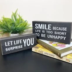 Darthome Limited Black Sentiment Message Blocks - Set Of 2 -Décor Dreams Shop IMG E9560 editedGS