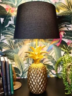 Darthome Limited Gold Pineapple Table Lamp W/ Black Fabric Shade -Décor Dreams Shop IMG E9761 edited25