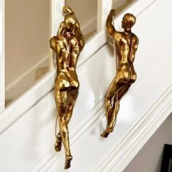 Darthome Limited Set Of 2 Gold Climbing Men Figurines