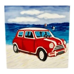 Darthome Limited Red Car On Beach Ceramic Tile Wall Art -Décor Dreams Shop IMG E9888copy